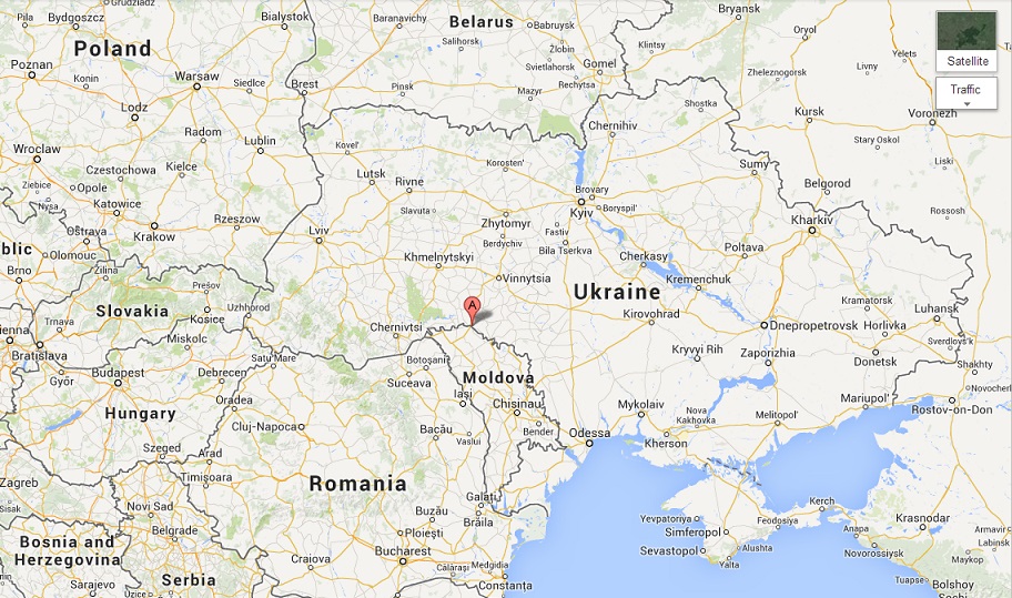 Map Ukraine Google "A" marks Mogilev-Podolsky. It is, today, located on the. 